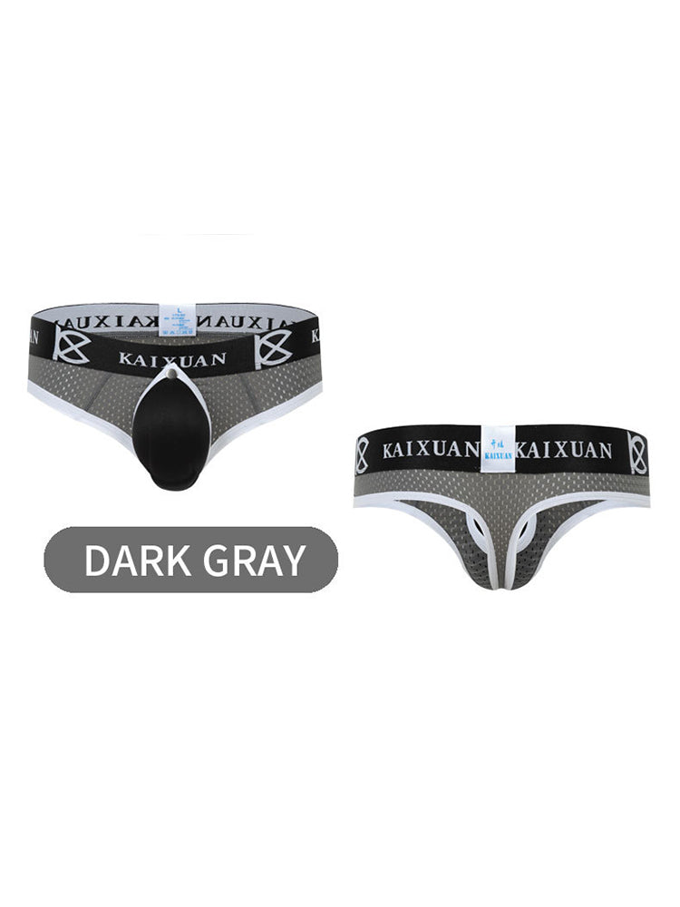 2 Pack Men's Breathable Mesh Removable U-Shaped Pocket Thongs