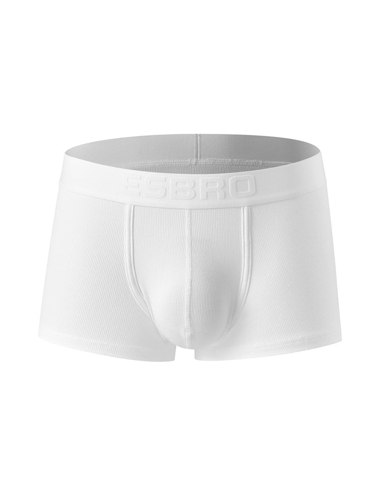 2 Pack Men's Single-Layer U-Pouch Ribbed Sweat-Absorbing Breathable Trunks