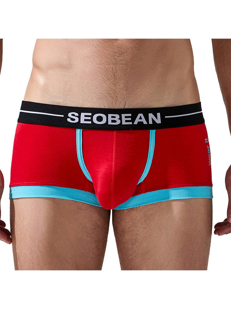 2 Pack Men's Stretch Cotton Breathable Colourway Contrast Trunks