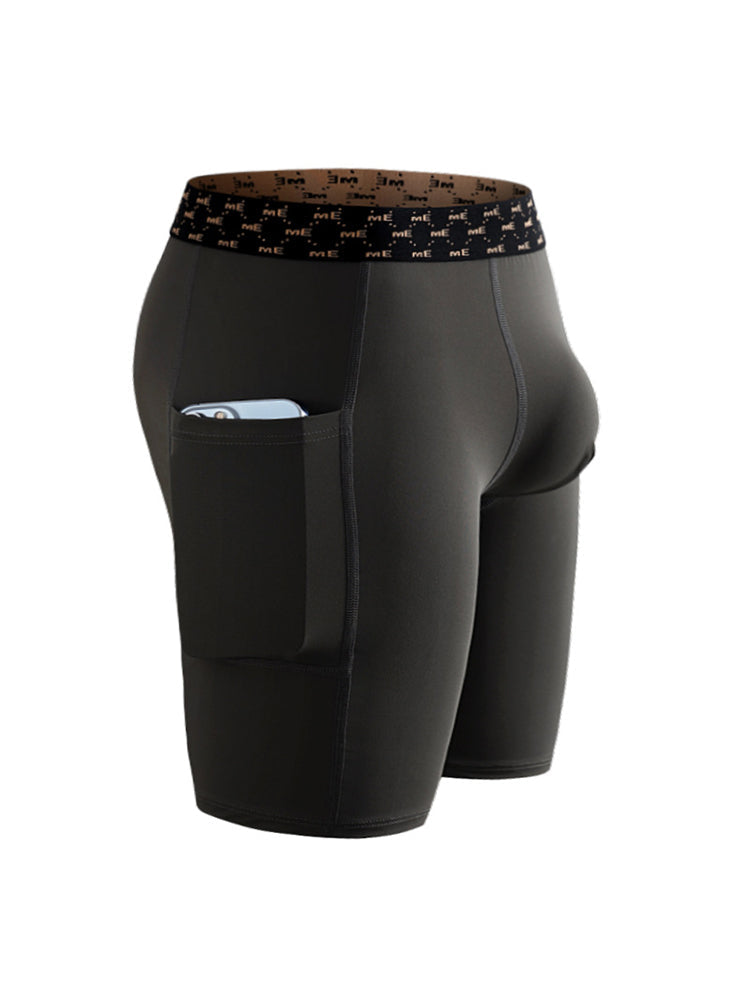 2 Pack Men's Compression Boxer Shorts with Side Pocket