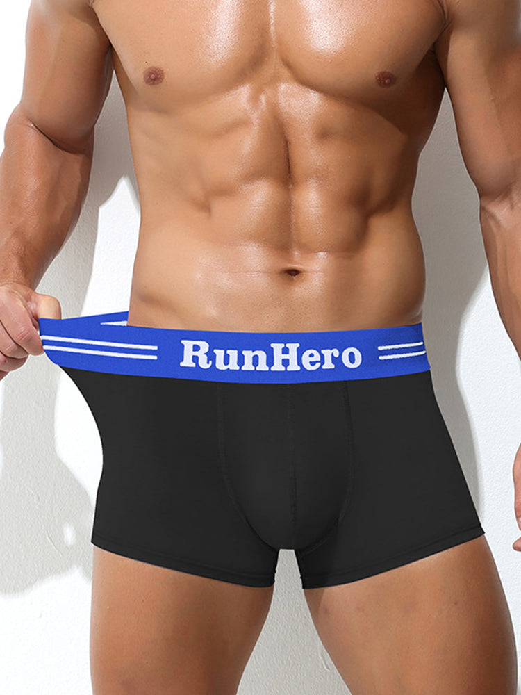 3 Pack Men's Solid Color Sports Breathable Cotton Large Pouch Boxer Briefs