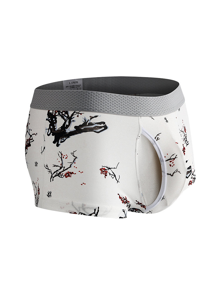 2 Pack Men's U-Pouch Side Vent Printed Trunks