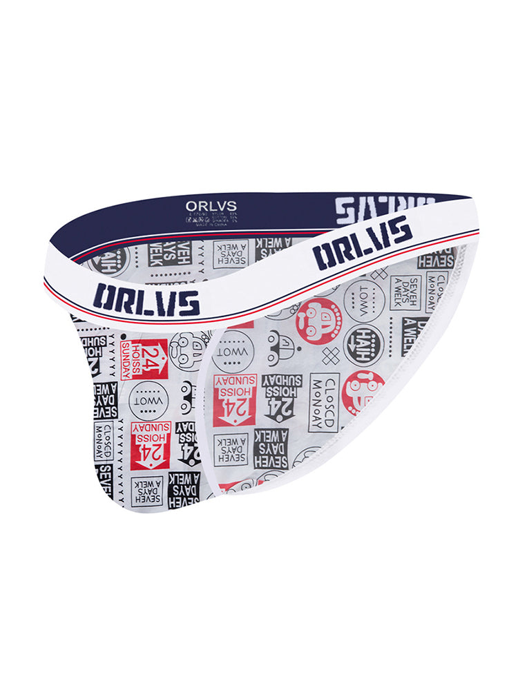 2 Pack Men's Breathable Ice Silk High-Cut Printed Bikini