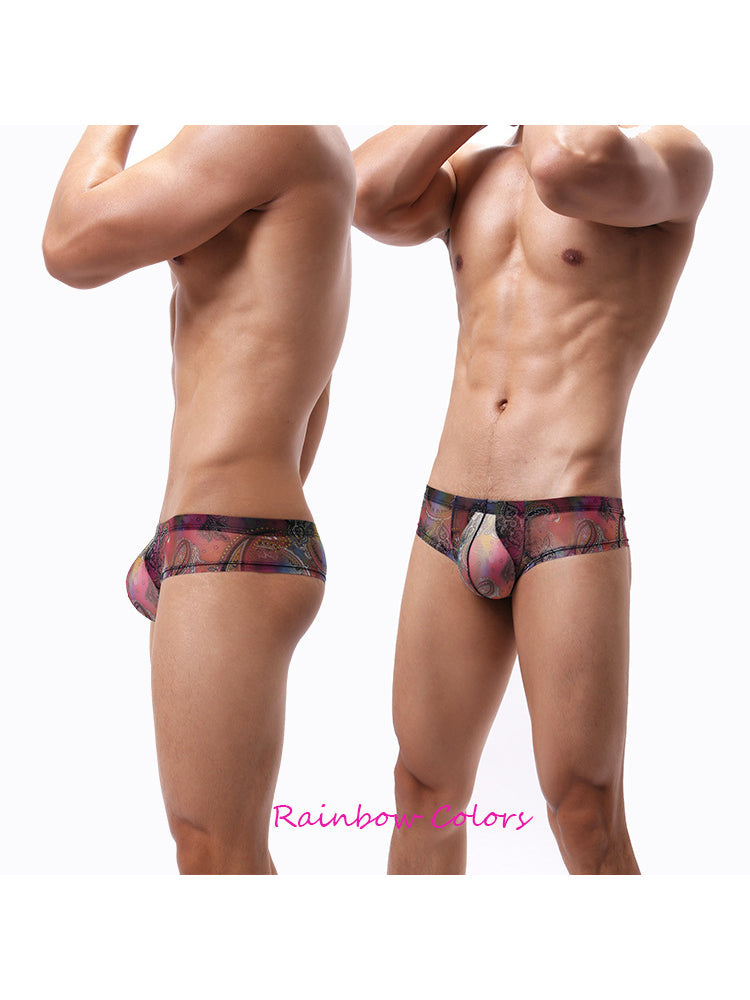 4-pack Men's Lace Print Sheer Mesh Bohemian Boxer Briefs