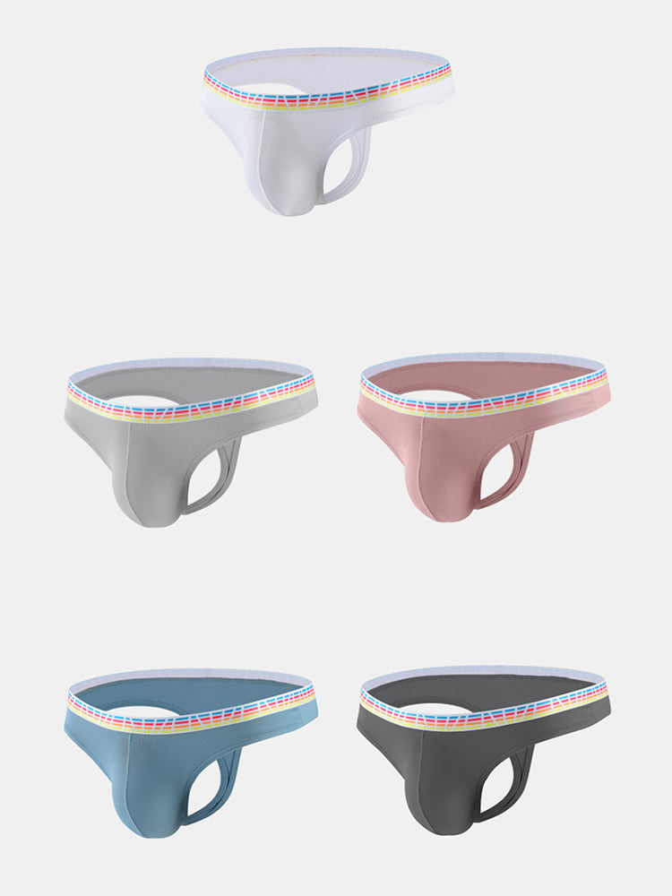 3 Pack Men's Ice Silk Middle-Rise Summer Thongs