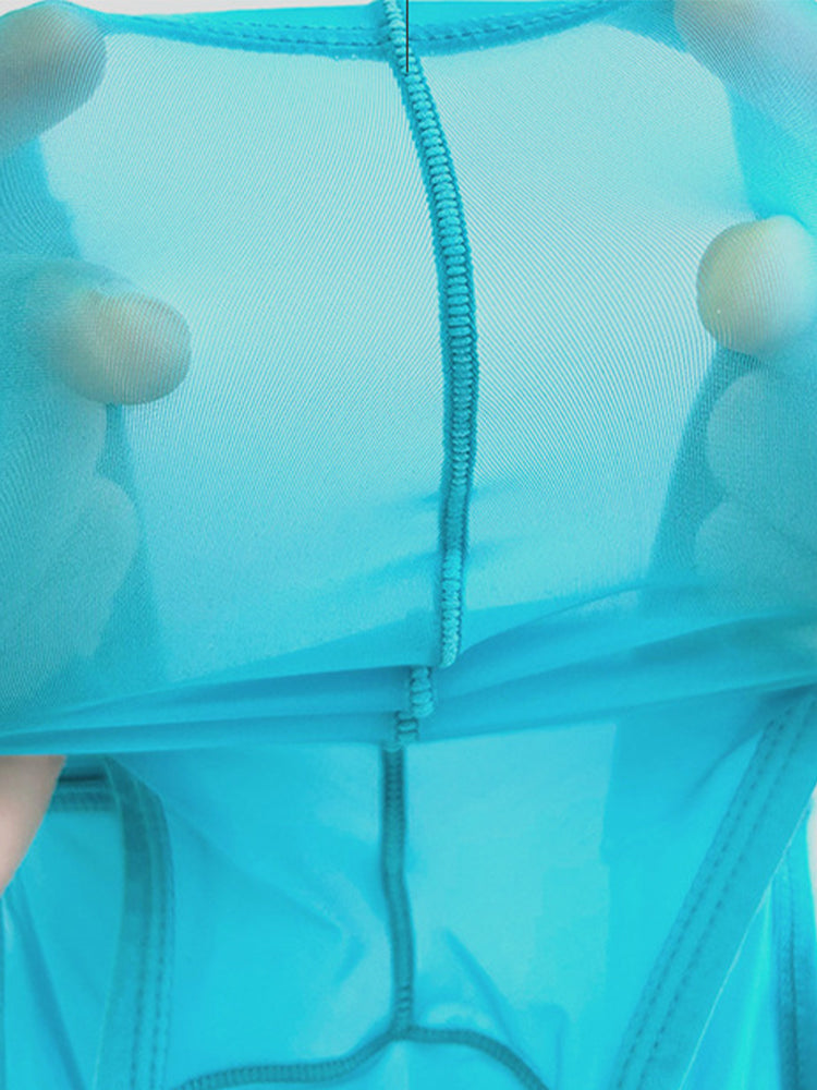 Men's Sexy Translucent Lace-up Briefs with Unfastened U-shaped Large Pouch