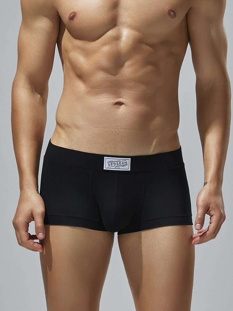 2 Pack Men's Low-Rise Solid Breathable Cotton Trunks