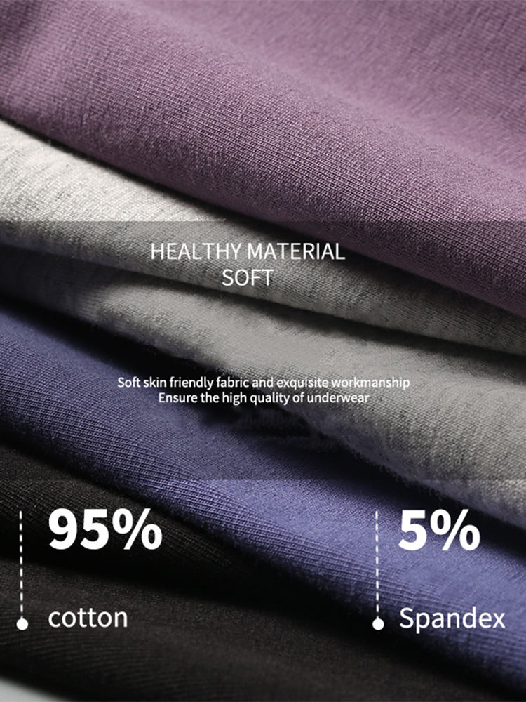 4 Pack Men's Mid-Rise Cotton Antibacterial Breathable Trunks