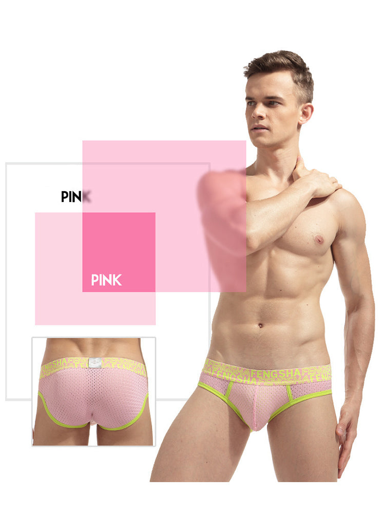 2-pack Men's Breathable Mesh Briefs with U-shaped Convex Pockets