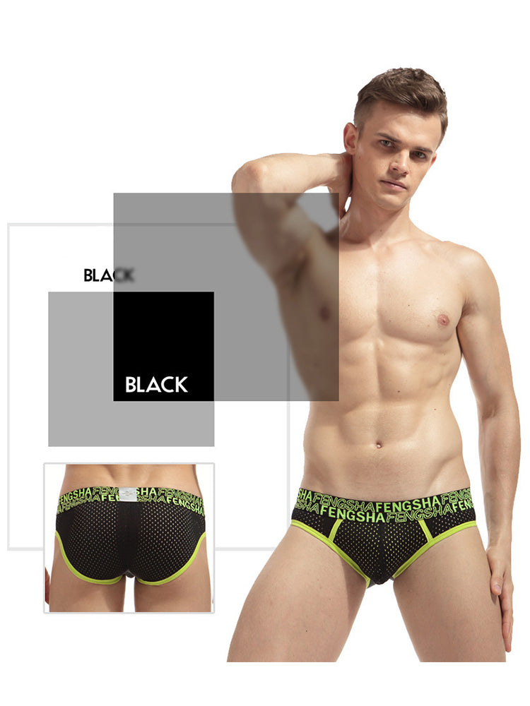 2-pack Men's Breathable Mesh Briefs with U-shaped Convex Pockets