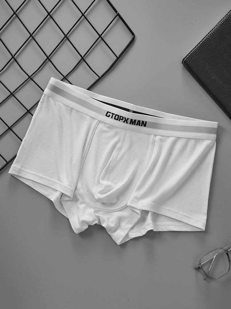 2-Pack Men's Threaded Large Pouch U-convex Sweat-absorbent Breathable Thin Sports Boxer Pants