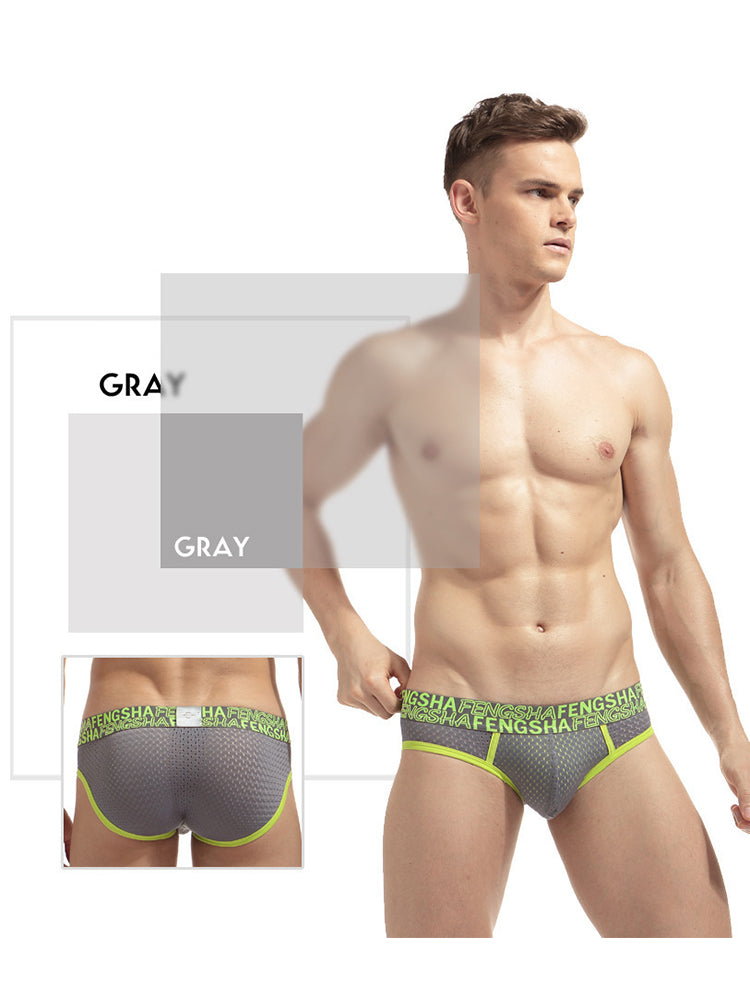 2-pack Men's Breathable Mesh Briefs with U-shaped Convex Pockets