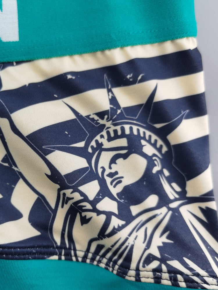 2 Pack Men's Statue of Liberty Print Comfortable and Breathable Trunks