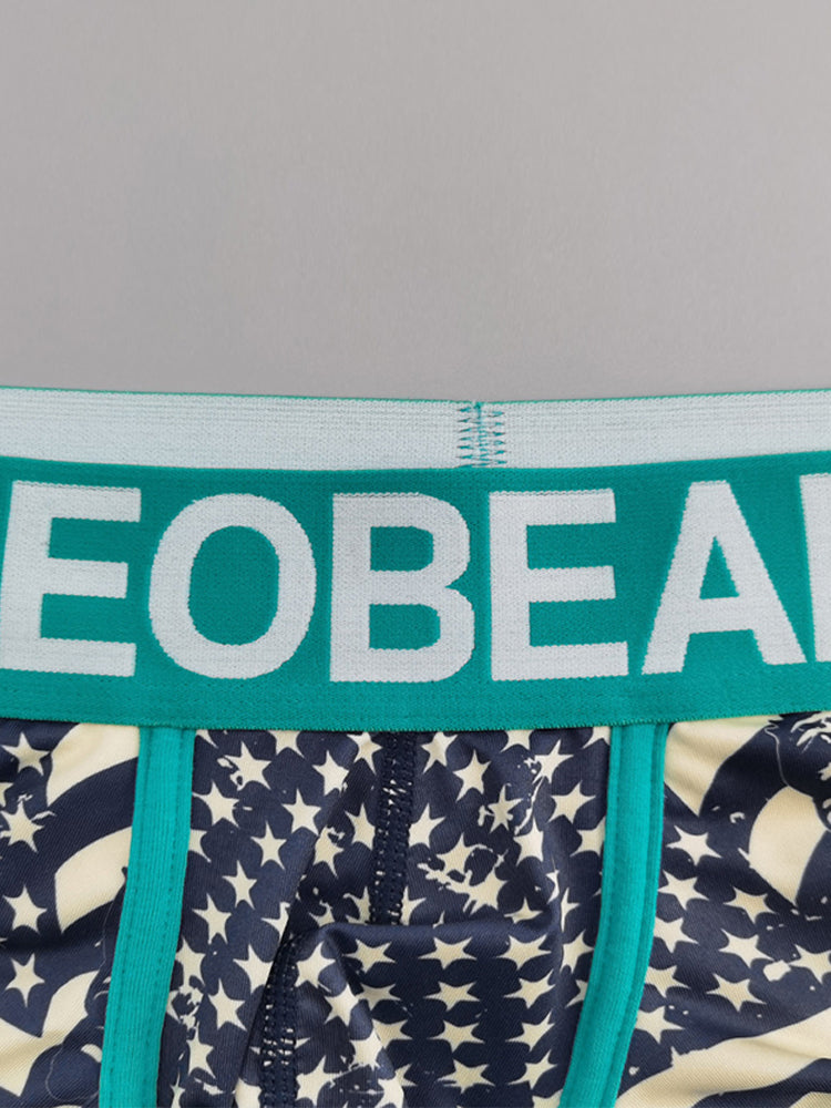 2 Pack Men's Statue of Liberty Print Comfortable and Breathable Trunks