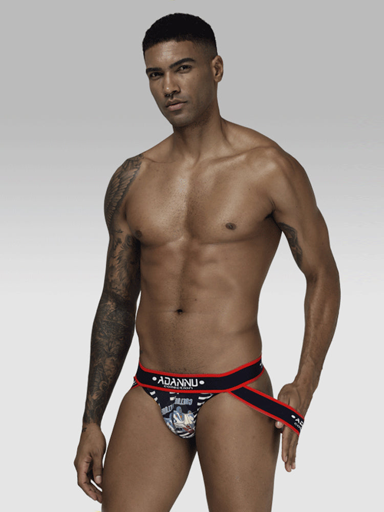 3-pack Men's Low-rise Wide-hem Elastic Printed Hip-baring Thongs