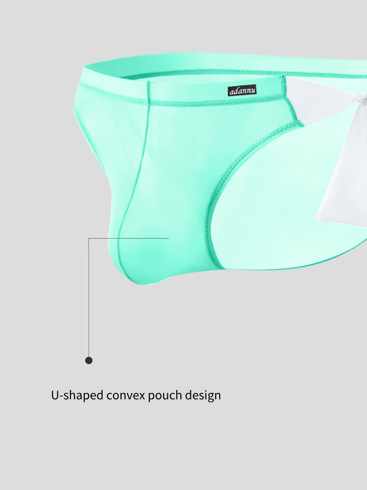 Men's Sexy Translucent Lace-up Briefs with Unfastened U-shaped Large Pouch