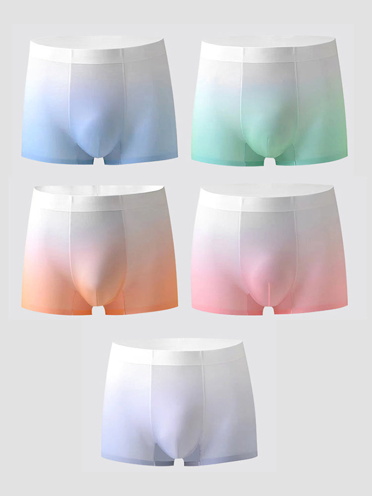 3 Pack Men's Ice Silk Gradient Quick-Dry Ultra-Thin Breathable Antibacterial Trunks
