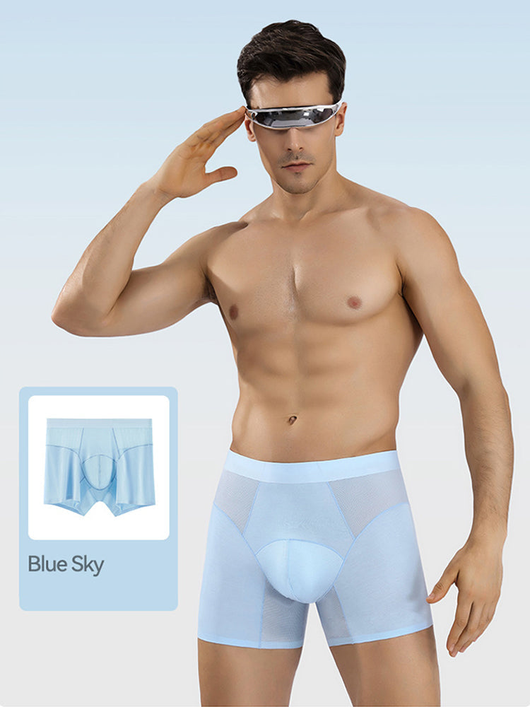 2 Pack Men's  Modal Seamless Antibacterial Anti-Chafing Leg Boxers Briefs & Midway Briefs