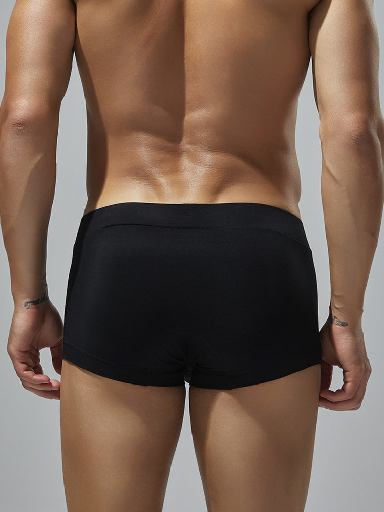 2 Pack Men's Low-Rise Solid Breathable Cotton Trunks