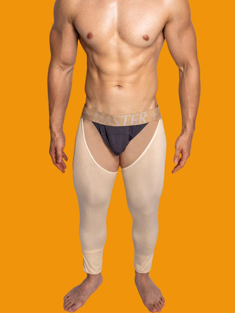 Men's Low-Waist Sexy Hollow Silk-Smooth Semi-Transparent Thermal Pants