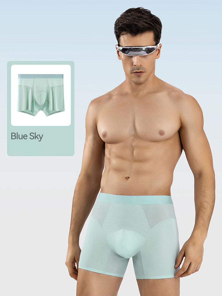 2 Pack Men's  Modal Seamless Antibacterial Anti-Chafing Leg Boxers Briefs & Midway Briefs