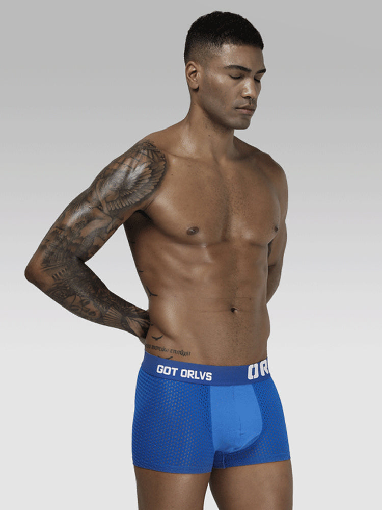 2 Pack Men's Sexy Transparent Seamless Mesh Solid Color Breathable Trunks & Bikini