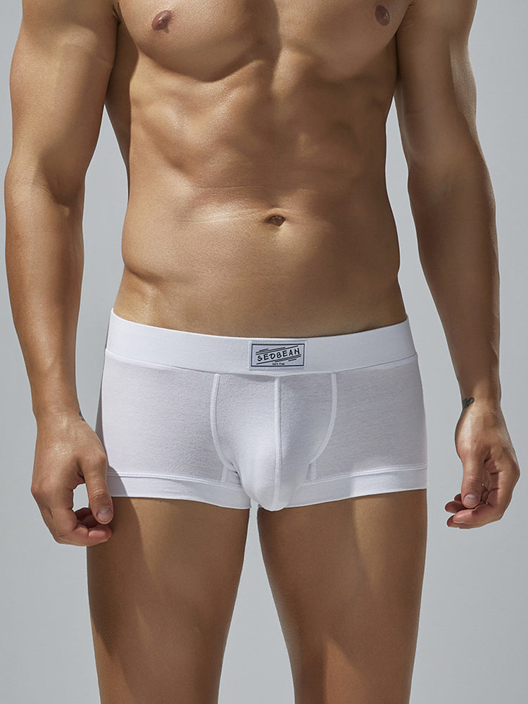 2 Pack Men's Low-Rise Solid Breathable Cotton Trunks