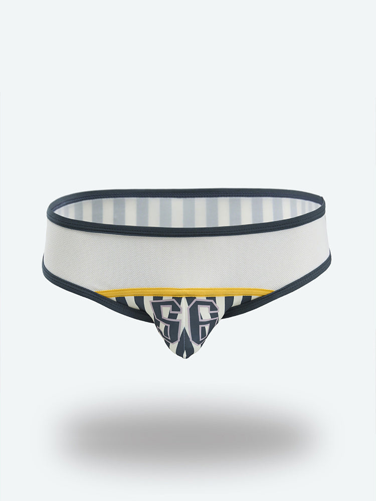 Men's Spliced Striped Mesh Pouch Briefs