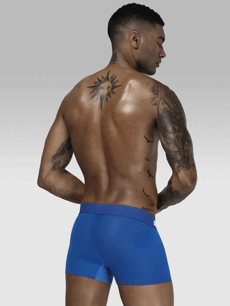 2 Pack Men's Sexy Transparent Seamless Mesh Solid Color Breathable Trunks & Bikini