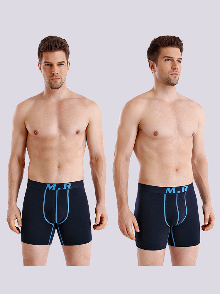 4 Pack Men's Comfortable Cotton Anti-Chafing High Elasticity Sports Boxer Briefs