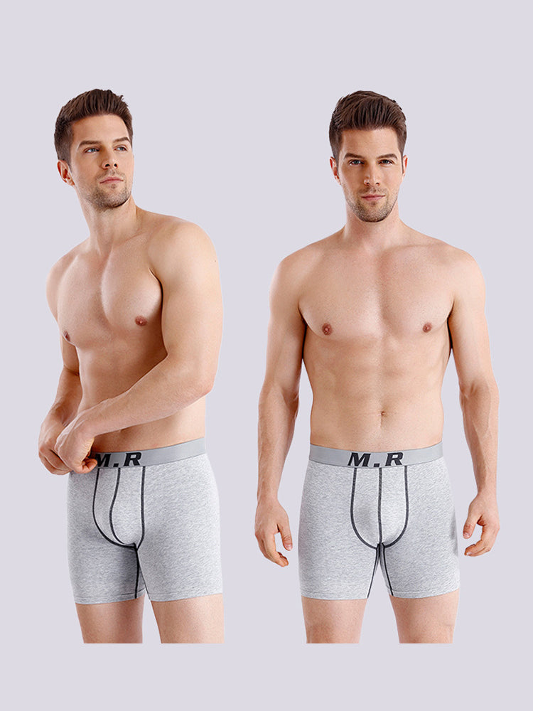 4 Pack Men's Comfortable Cotton Anti-Chafing High Elasticity Sports Boxer Briefs