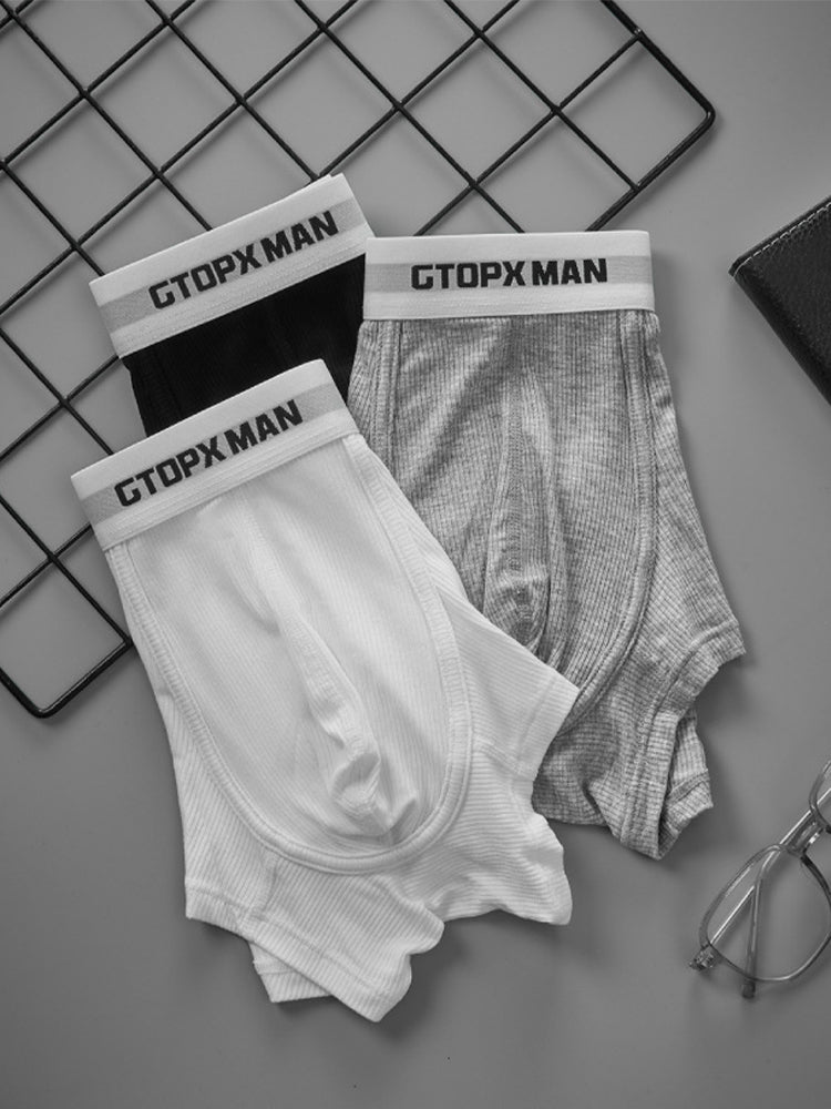 2-Pack Men's Threaded Large Pouch U-convex Sweat-absorbent Breathable Thin Sports Boxer Pants