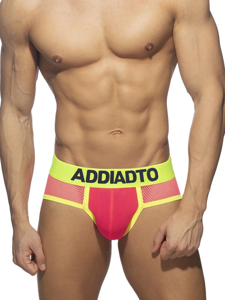 2-pack Men's Neon Mesh High-elastic U-convex Three-dimensional Pouch Sports Briefs