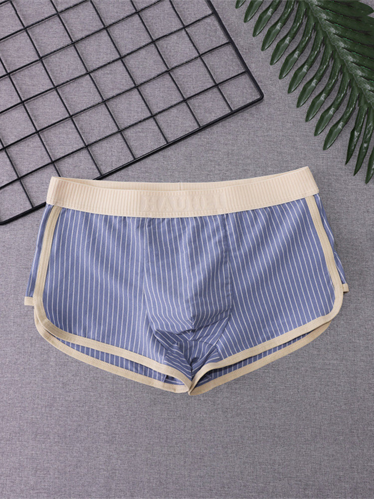4 Pack Men's Striped Printed Personality Trendy Youth Boxer Briefs