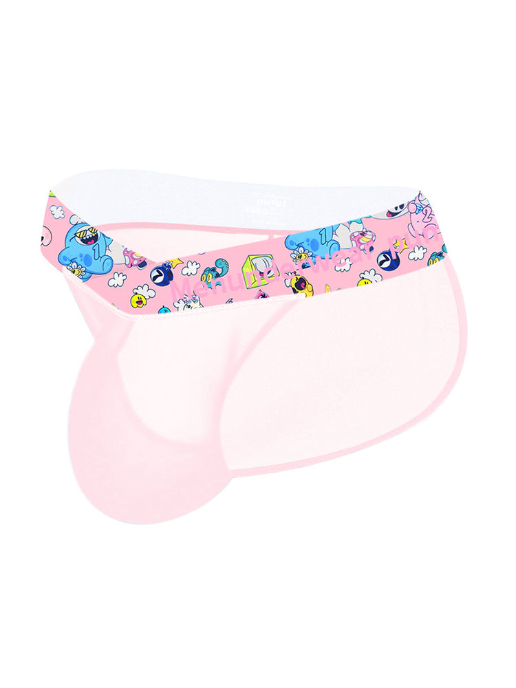 2 Pack Men's High-Cut Cartoon Waistband Breathable Semi-Transparent Bikini