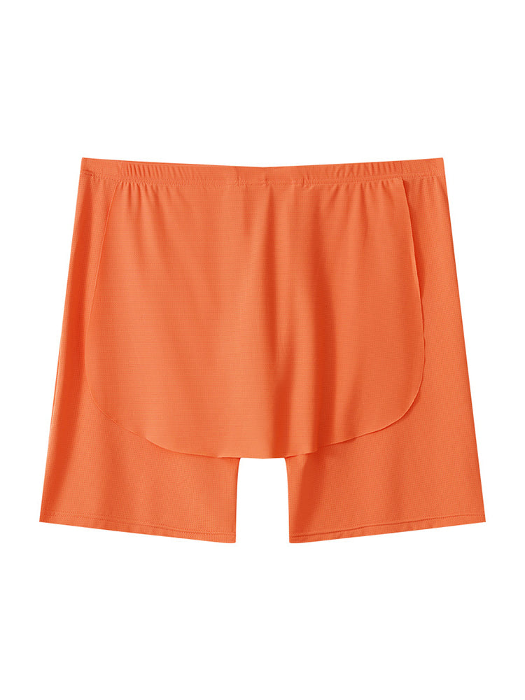 Men's Ice Silk Raised Opening Culottes Mesh Plus Length Boxer Briefs