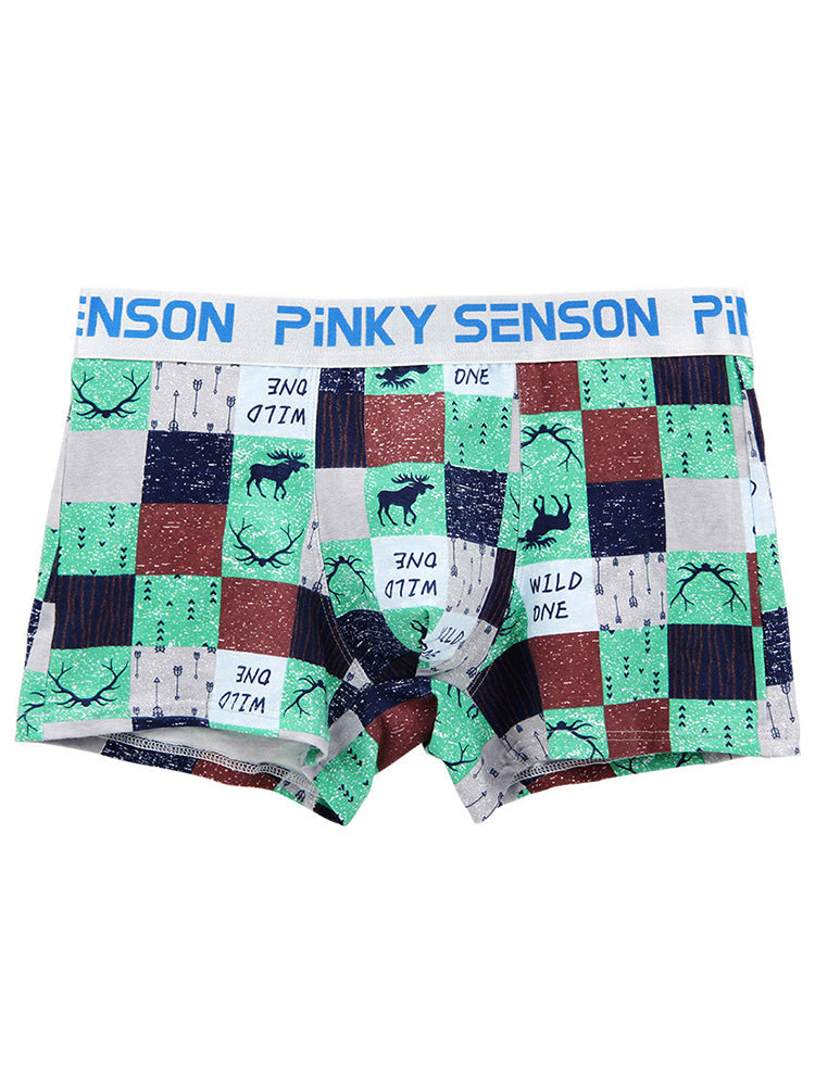 4 Pack Men's Checkered Pattern Cotton Trunks