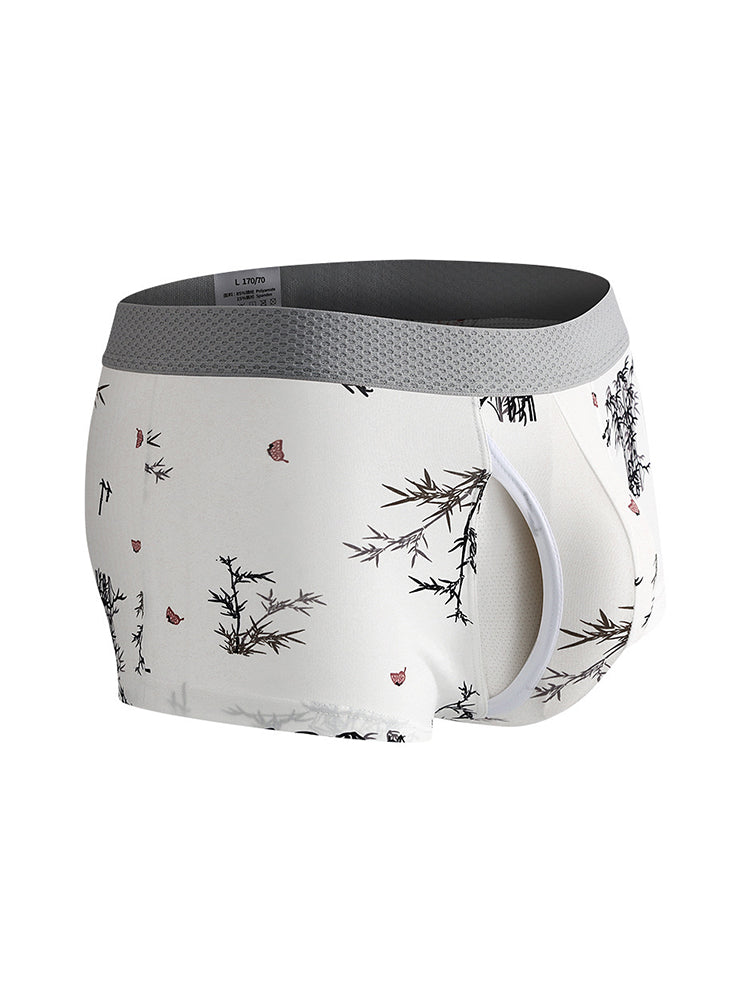 2 Pack Men's U-Pouch Side Vent Printed Trunks