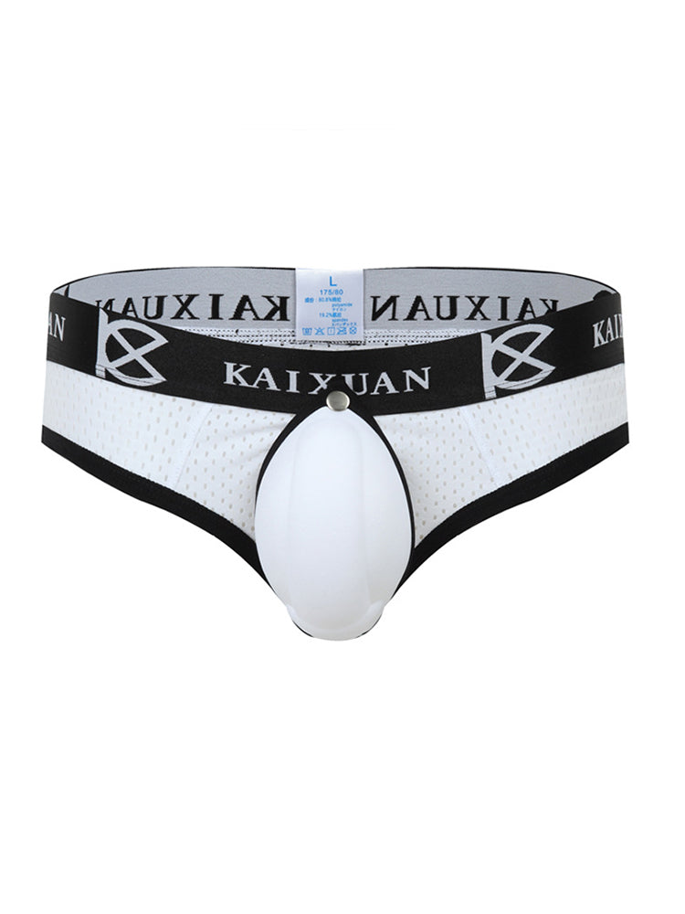 2 Pack Men's Breathable Mesh Removable U-Shaped Pocket Thongs