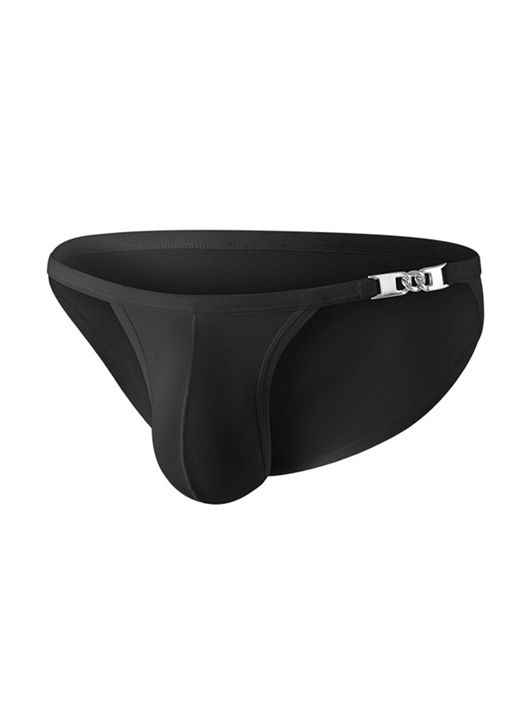 2 Pack Men's U-Pouch Low-Rise Metal-Clasp Thin Briefs