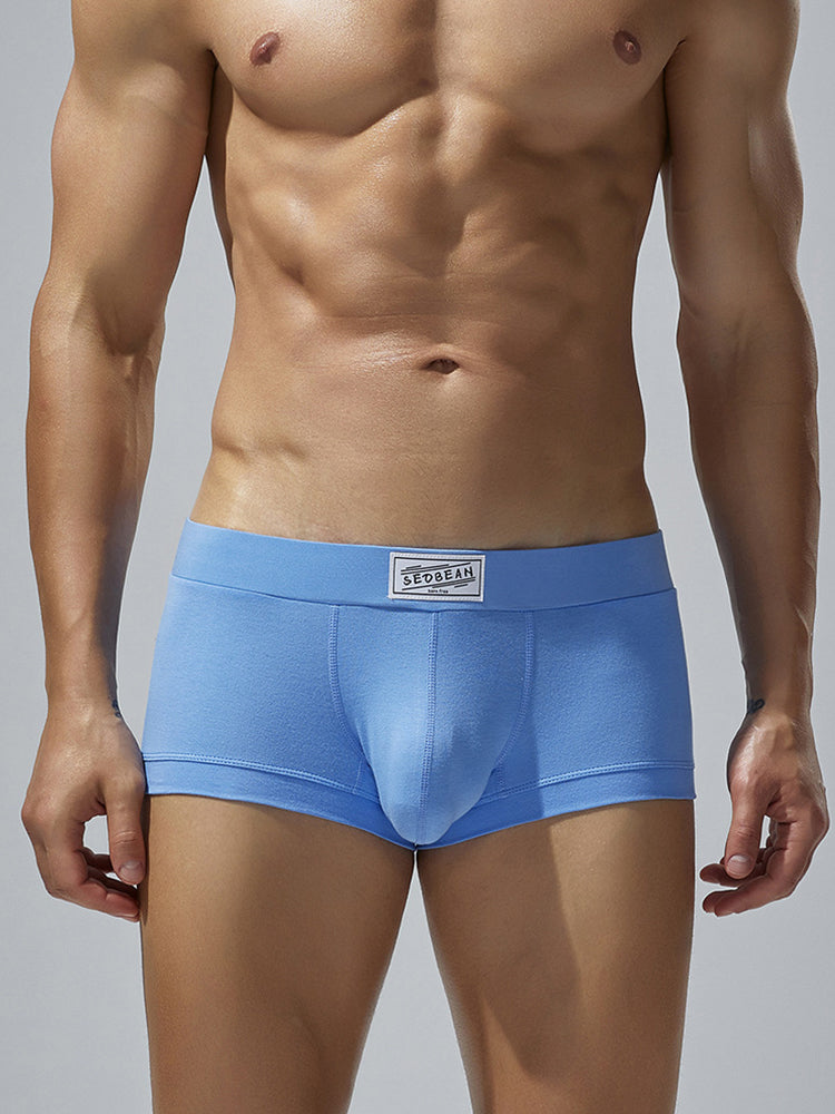 2 Pack Men's Low-Rise Solid Breathable Cotton Trunks