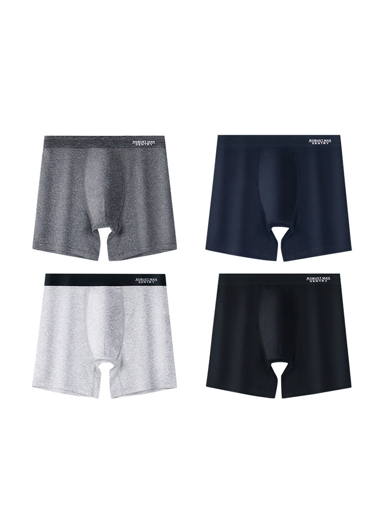 4 Pack Men's Comfortable Cotton Anti-Chafing High Elasticity Sports Boxer Briefs