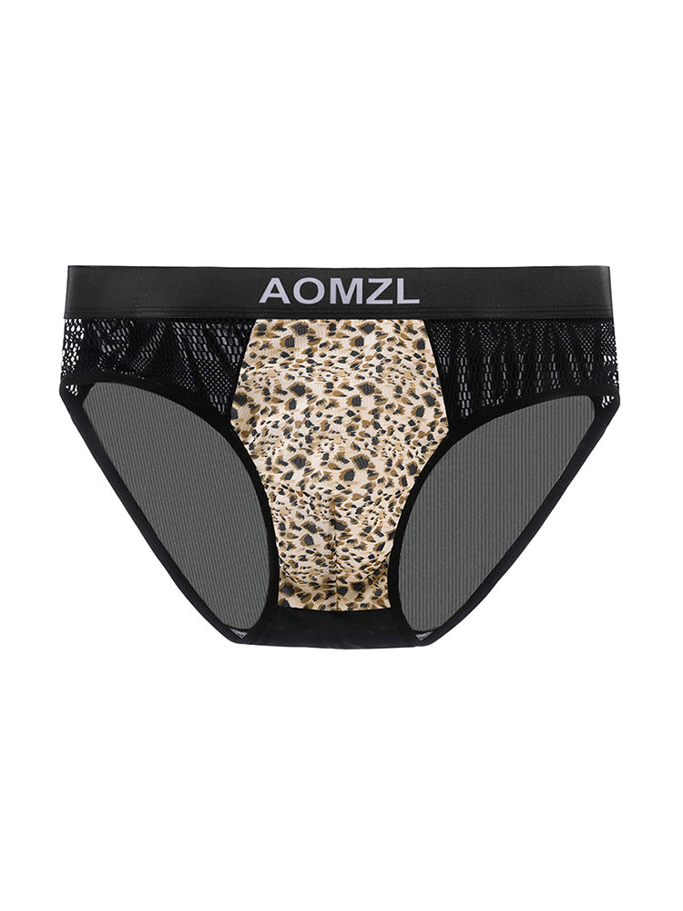 4-pack Men's Sexy Leopard Print Ice Silk Mesh Briefs