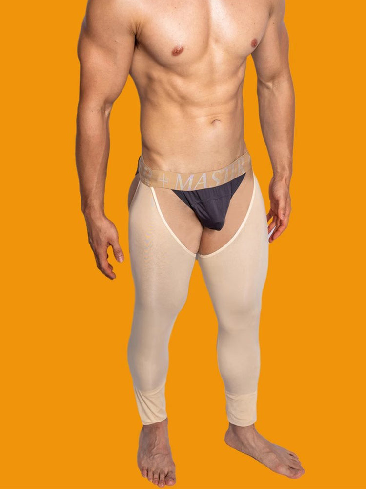 Men's Low-Waist Sexy Hollow Silk-Smooth Semi-Transparent Thermal Pants