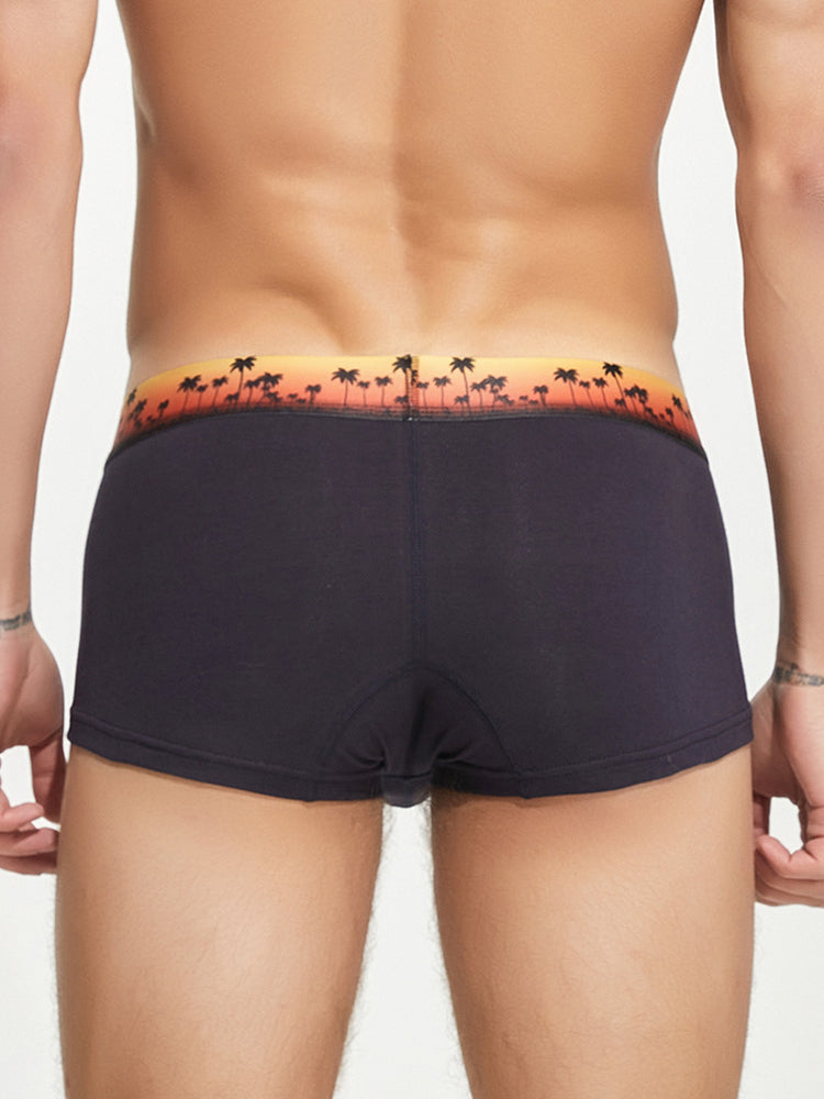 Men's Spliced Waistband U-Pouch Trunks