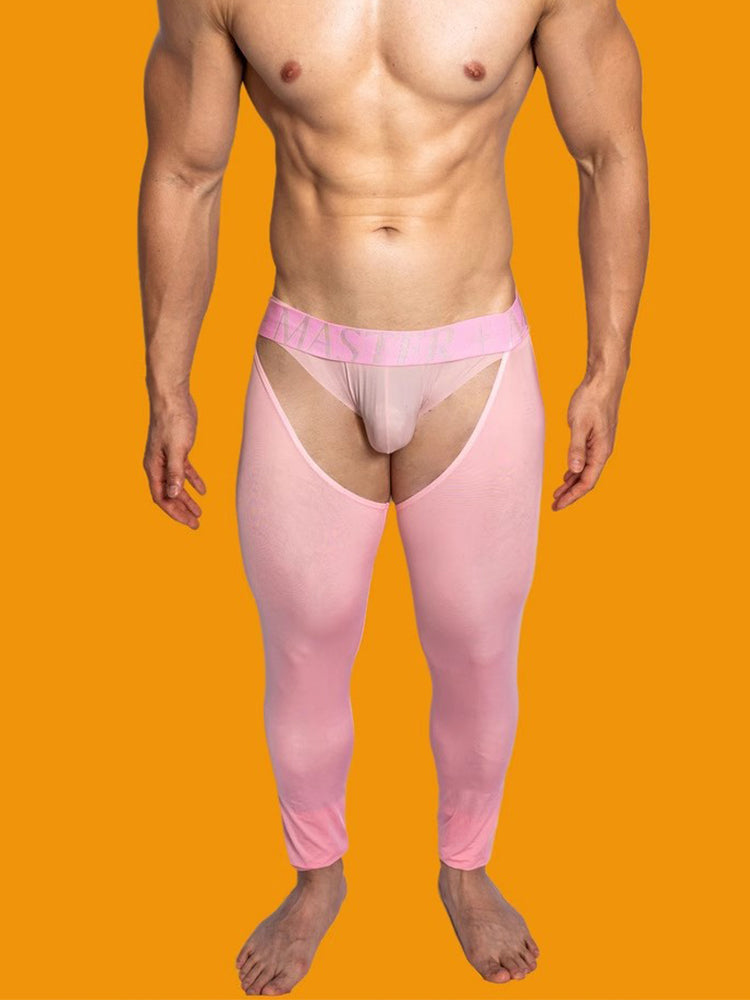 Men's Low-Waist Sexy Hollow Silk-Smooth Semi-Transparent Thermal Pants