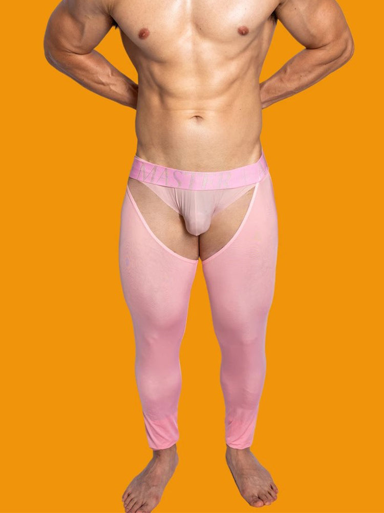 Men's Low-Waist Sexy Hollow Silk-Smooth Semi-Transparent Thermal Pants