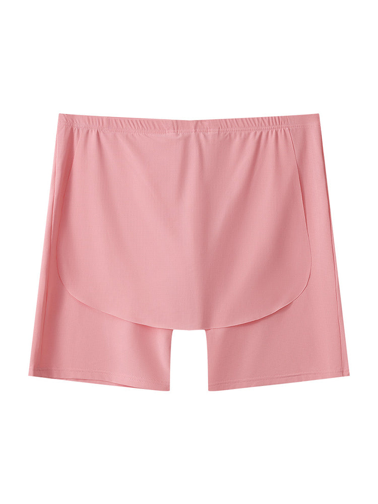 Men's Ice Silk Raised Opening Culottes Mesh Plus Length Boxer Briefs
