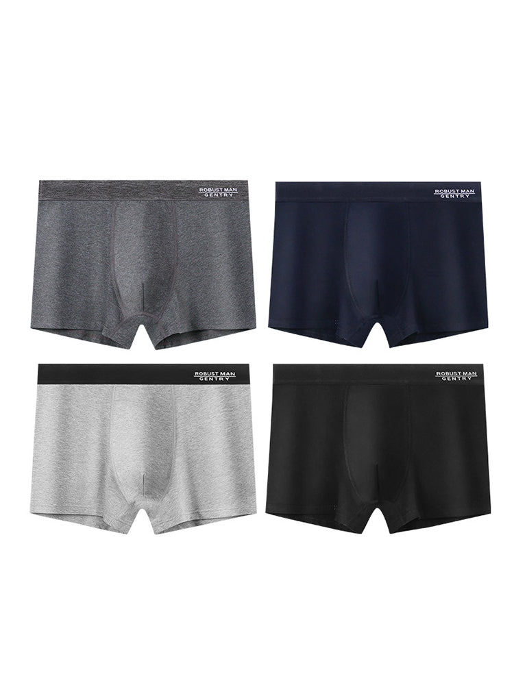 4 Pack Men's Comfortable Cotton Anti-Chafing High Elasticity Sports Boxer Briefs
