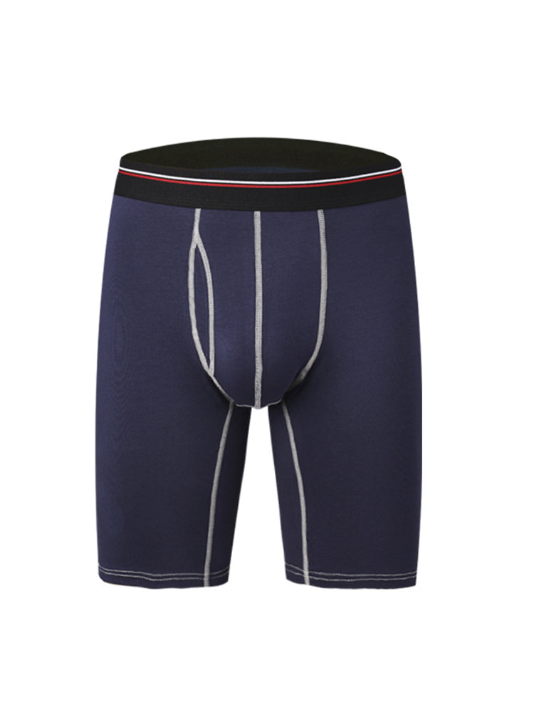 2 Pack Men's Long High Waist Cotton Sports Anti-friction Leg Boxer Briefs